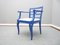 Antike Stühle in Blau & Leder, 1920er, 3er Set 4