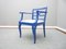 Antique Blue & Leather Chairs, 1920s, Set of 3 4