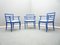 Antike Stühle in Blau & Leder, 1920er, 3er Set 1