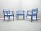 Antique Blue & Leather Chairs, 1920s, Set of 3, Image 1