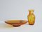 Mid-Century Amber Glass Vase & Bowl from STAR Kristall, 1960s, Set of 2 1