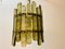 Brutalist Italian Wrought Iron, Glass & Gold Ceiling Lamp, 1970s 2