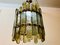 Brutalist Italian Wrought Iron, Glass & Gold Ceiling Lamp, 1970s 16