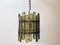 Brutalist Italian Wrought Iron, Glass & Gold Ceiling Lamp, 1970s 1