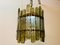 Brutalist Italian Wrought Iron, Glass & Gold Ceiling Lamp, 1970s 17
