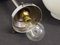 Lámpara colgante francesa de metal cromado y vidrio opalino, años 40, Imagen 3