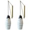 Czech Black and White Hand-Painted Glass Wall Lights, Set of 2 1
