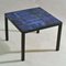 Italian Bright Blue Ceramic Tile Square Side Table on Black Metal Frame, Image 4