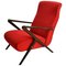 Red Italian Mahogany Lounge Chair, 1950s 1