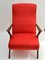 Roter Italienischer Mahagoni Lounge Stuhl, 1950er 4