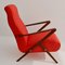 Roter Italienischer Mahagoni Lounge Stuhl, 1950er 5