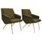 Lounge Chairs in Black and Gold Striped Fabric, 1950s, Set of 2 1