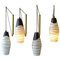 Mid-Century Czech Black and White Hand Painted Glass Wall Lamps, Set of 4 1
