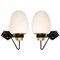 Large Opaline Wall Sconces on Black and Brass Frame, Set of 2 1