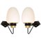 Large Opaline Wall Sconces on Black and Brass Frame, Set of 2, Image 1