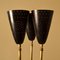 Messing Stehlampe mit Trio aus schwarzen perforierten Schirmen, Italien, 1950er 6