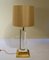 Acrylic Glass and Brass Italian Table Lamp with Silk Lamp Shade, 1960s 2