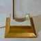 Acrylic Glass and Brass Italian Table Lamp with Silk Lamp Shade, 1960s, Image 5