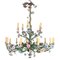 19th-Century French Brass and Polychrome Metal Chandelier, Image 1