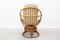 Poltrona girevole rotonda in bambù, anni '70, Immagine 2