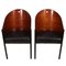 Holz & Leder Stühle von Philippe Starck, 2er Set 5