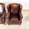 Vintage Dark Brown Sheep Leather Wingback Armchairs, Set of 2 21