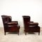 Vintage Dark Brown Sheep Leather Wingback Armchairs, Set of 2 2