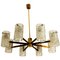 Mid-Century Brass and Blown Glass Chandelier from Hillebrand, 1960s, Image 1