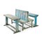 Blue Wooden Double School Desk 1