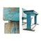 Doppelseitiger Schreibtisch aus blauem Holz 4
