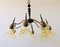 Atomic Age Design Brass and Glass Chandelier, 1950s 4