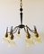 Atomic Age Design Brass and Glass Chandelier, 1950s 12