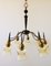 Atomic Age Design Brass and Glass Chandelier, 1950s 1