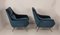 Mid-Century Italian Gio Ponti Style Blue & Brass Armchairs, 1950s, Set of 2, Image 3