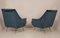 Mid-Century Italian Gio Ponti Style Blue & Brass Armchairs, 1950s, Set of 2 4
