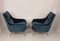 Mid-Century Italian Gio Ponti Style Blue & Brass Armchairs, 1950s, Set of 2 6