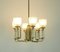 Italian Brass and Glass Chandelier, 1970s 3