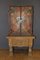 Neoclassical Colored Leather & Oak Cabinet, 1940s 4