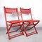 Red Folding Chair with Rattan Seat, 1970s, Image 1
