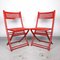 Sedia pieghevole rossa con seduta in vimini, anni '70, Immagine 5