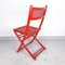 Red Folding Chair with Rattan Seat, 1970s 8