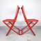 Red Folding Chair with Rattan Seat, 1970s 3