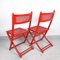 Red Folding Chair with Rattan Seat, 1970s 4