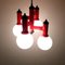 Red Metal and Glass Pendant Lamp, 1980s 3