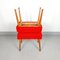 Mid-Century Red Plush Stool, 1950s, Image 3