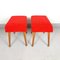 Mid-Century Red Plush Stool, 1950s 9