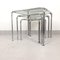 Tavolini a incastro Mid-Century in vetro e metallo cromato, set di 3, Immagine 7