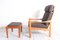High Back Lounge Chair & Ottoman by Illum Wikkelsø for Niels Eilersen, 1960s, Set of 2 3