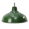 Mid-Century British Industrial Green Enamel Ceiling Lamp 1