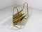 Brass and Suede Leather Magazine Rack, 1960s 5